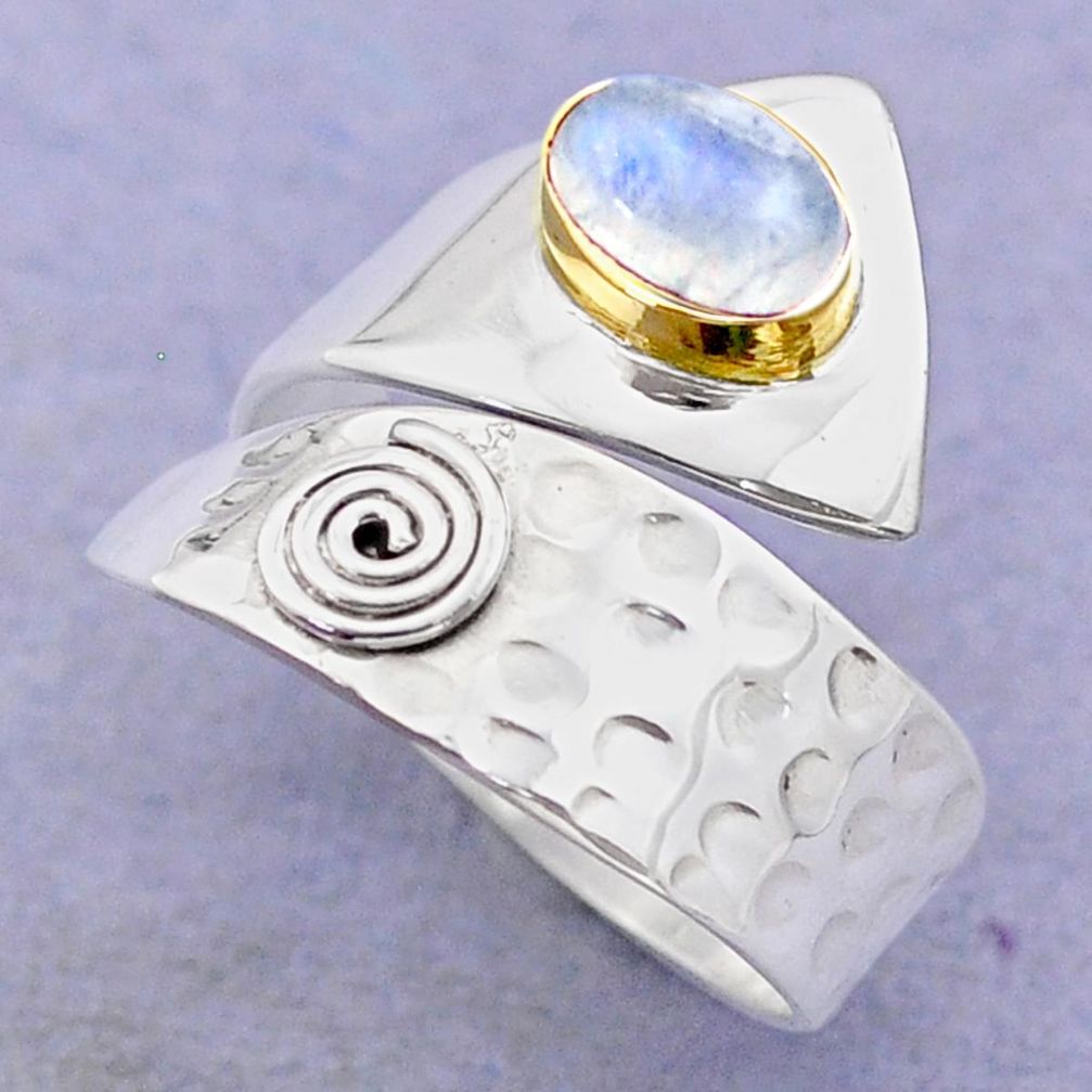 1.49cts victorian moonstone 925 silver two tone adjustable ring size 8 t74514