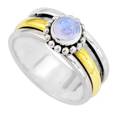 0.86cts victorian moonstone silver two tone spinner band ring size 7.5 t81124