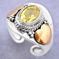 2.00cts victorian natural citrine silver two tone adjustable ring size 6 t74344