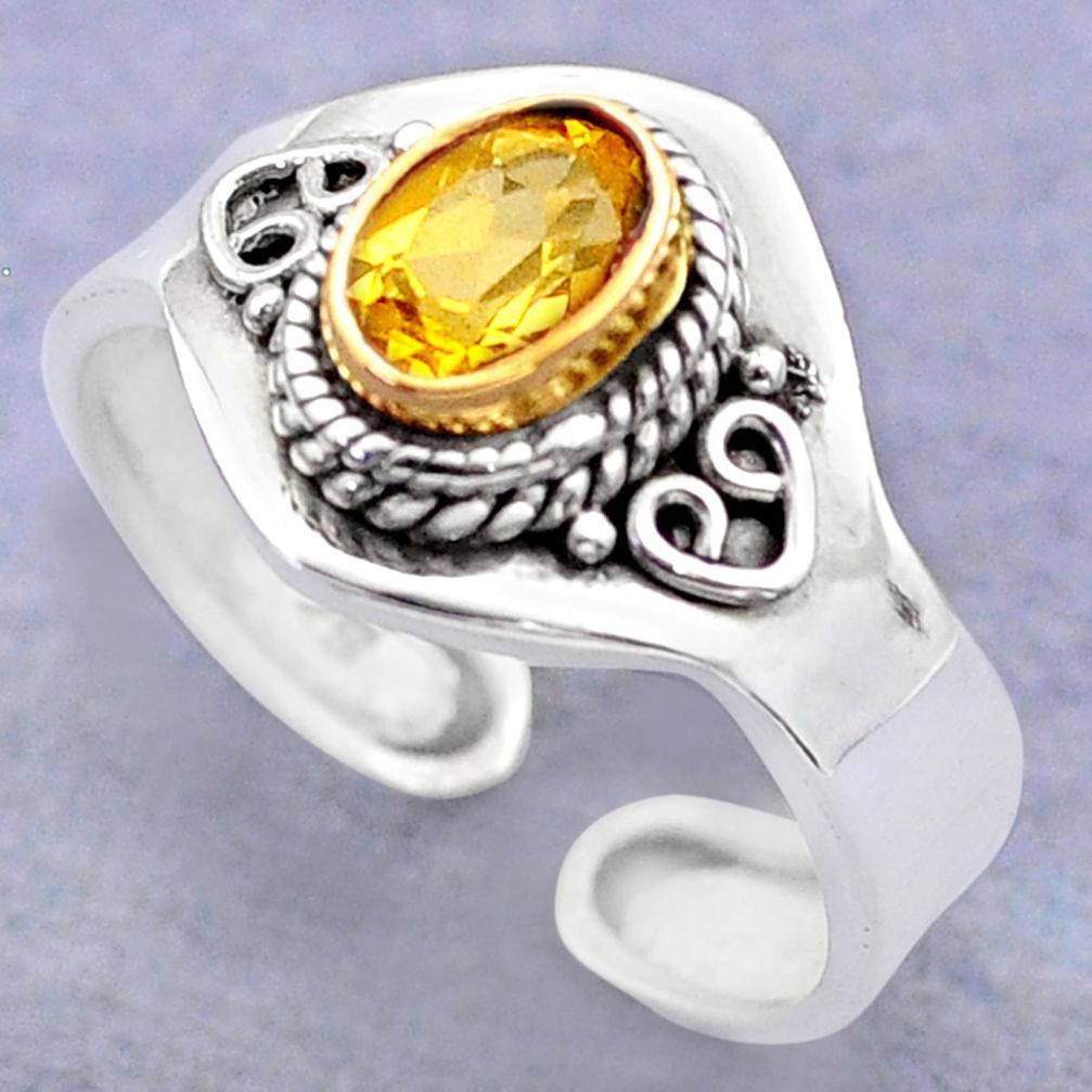 1.53cts victorian natural citrine silver two tone adjustable ring size 8 t74342