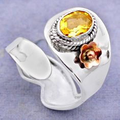 2.00cts victorian natural citrine silver two tone adjustable ring size 8 t74519