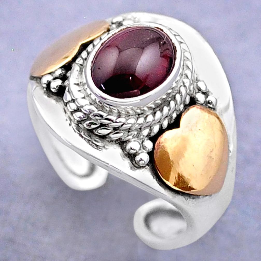 2.01cts victorian natural garnet silver two tone adjustable ring size 6 t74327