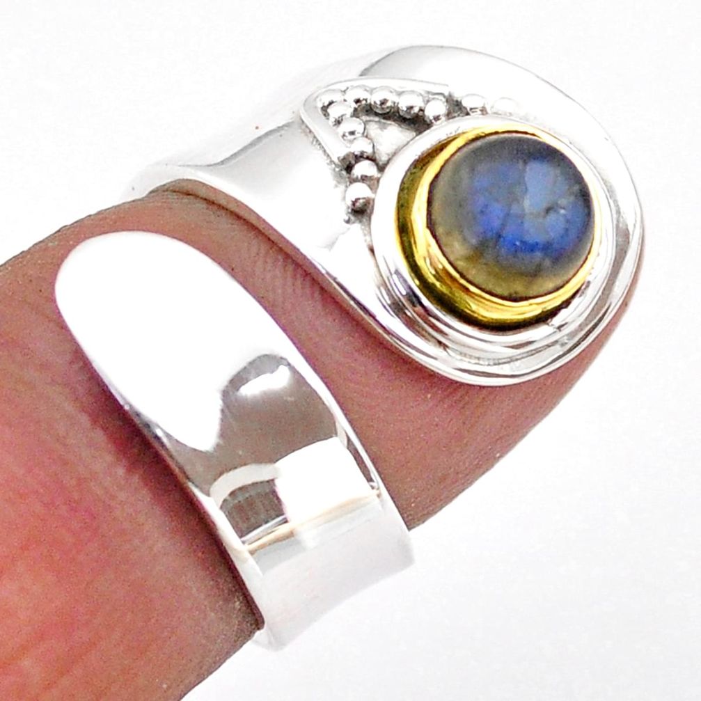1.28cts victorian natural labradorite 925 silver two tone ring size 4 t74303