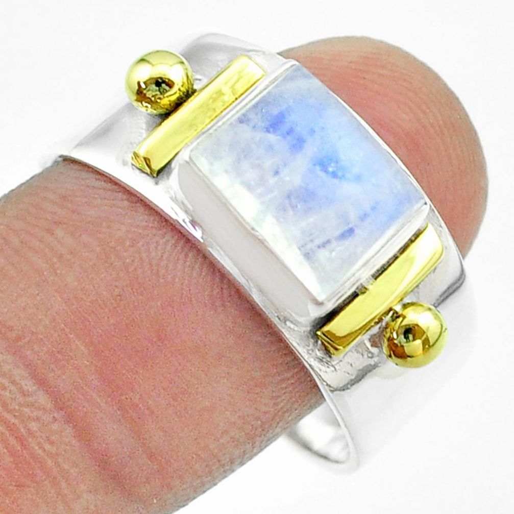 3.08cts victorian natural moonstone 925 silver two tone ring size 10.5 t57439