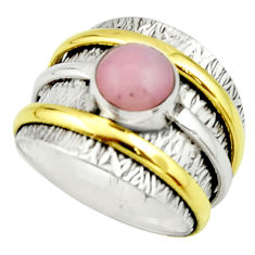 3.39cts victorian natural pink opal 925 silver two tone ring size 8 r22165