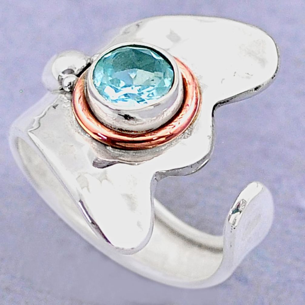 1.12cts victorian natural topaz silver two tone adjustable ring size 6 t74356