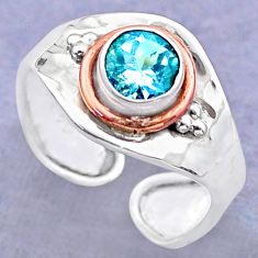 0.93cts victorian natural topaz silver two tone adjustable ring size 7 t74359
