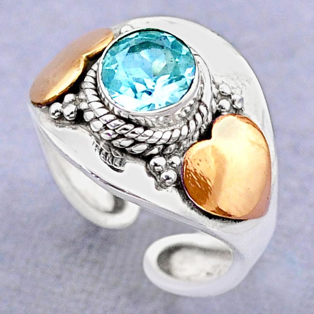 1.03cts victorian natural topaz silver two tone adjustable ring size 7 t74378
