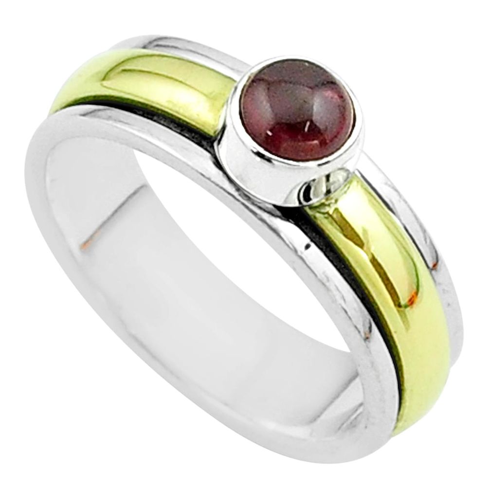 0.82cts victorian red garnet 925 silver two tone spinner band ring size 8 t51846
