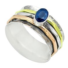 1.02cts victorian sapphire 925 silver two tone spinner band ring size 8 t51638