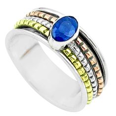 1.05cts victorian sapphire 925 silver two tone spinner band ring size 9 t51589
