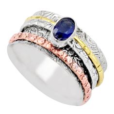 0.90cts victorian sapphire 925 silver two tone spinner band ring size 8.5 t81291