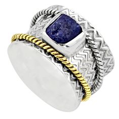 2.74cts victorian sapphire rough silver two tone spinner band ring size 7 t90181