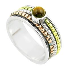 0.54cts victorian tiger's eye silver two tone spinner band ring size 8.5 t51586