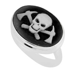 10.48cts white skull cameo 925 sterling silver ring jewelry size 7.5 y52762
