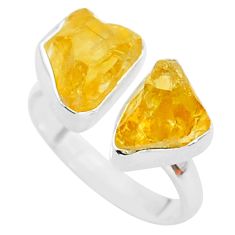 10.60cts yellow citrine rough 925 silver adjustable ring size 8.5 t35034