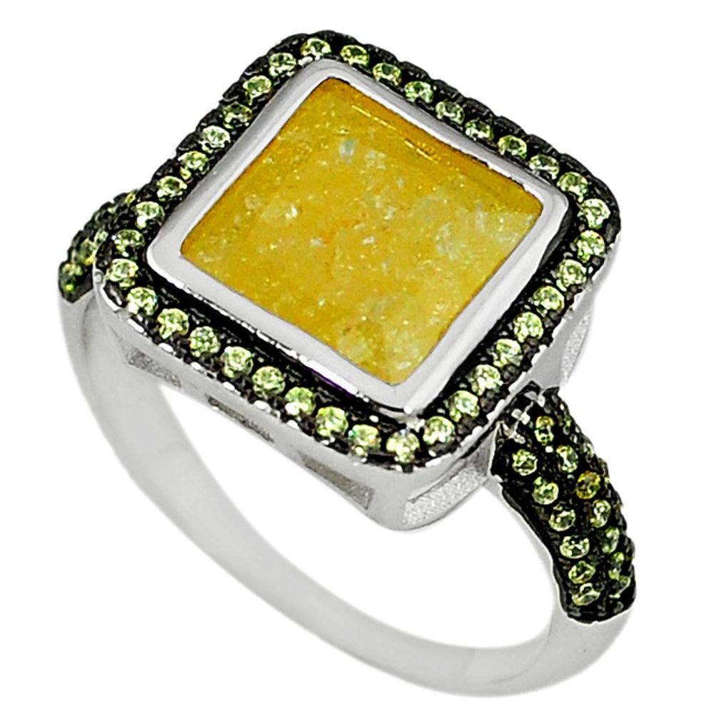 Yellow crack crystal topaz 925 sterling silver ring jewelry size 9.5 c22922