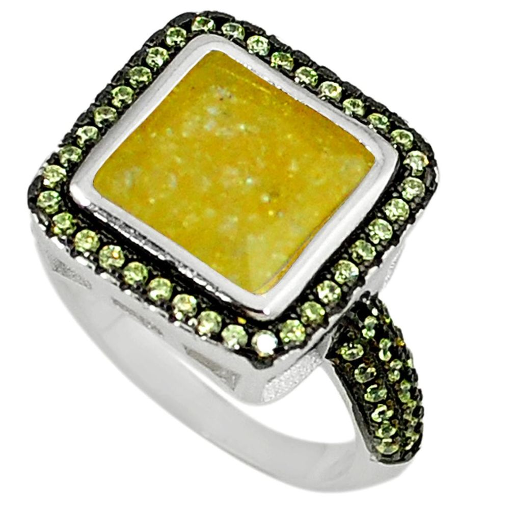 Yellow crack crystal topaz 925 sterling silver ring jewelry size 6.5 c22926