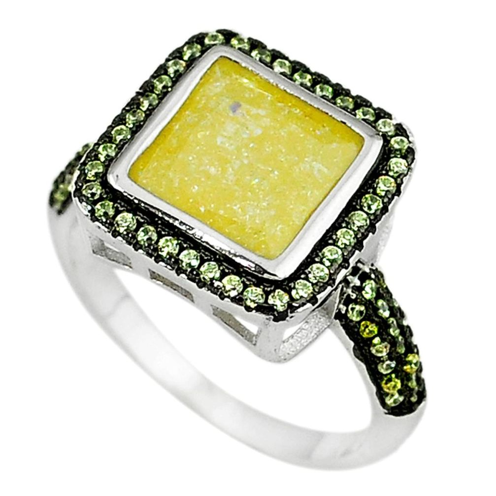 Yellow crack crystal topaz 925 sterling silver ring jewelry size 9 c22923