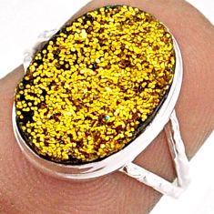 5.87cts yellow druzy 925 sterling silver solitaire ring jewelry size 5 t91846