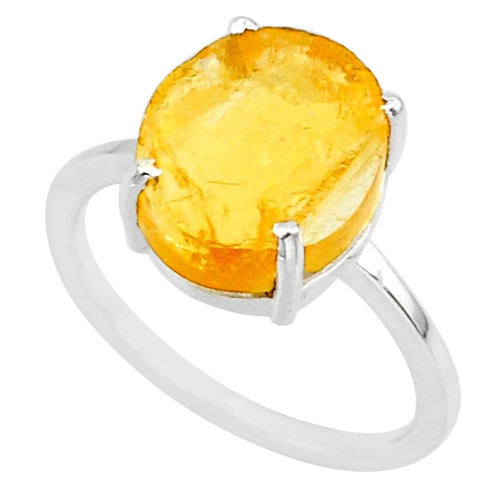 5.17cts yellow raw citrine rough 925 sterling silver ring jewelry size 7 r88886