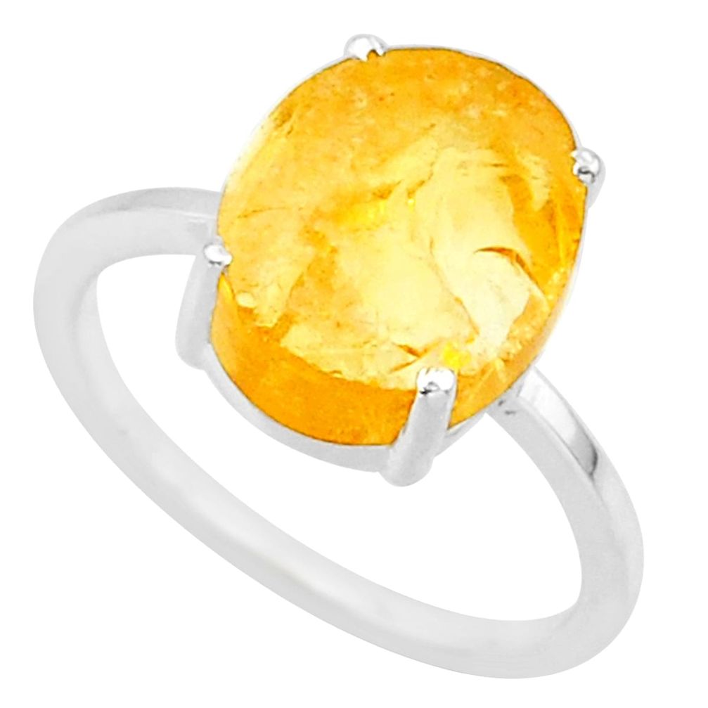 5.17cts yellow raw citrine rough 925 sterling silver ring jewelry size 7 r88888