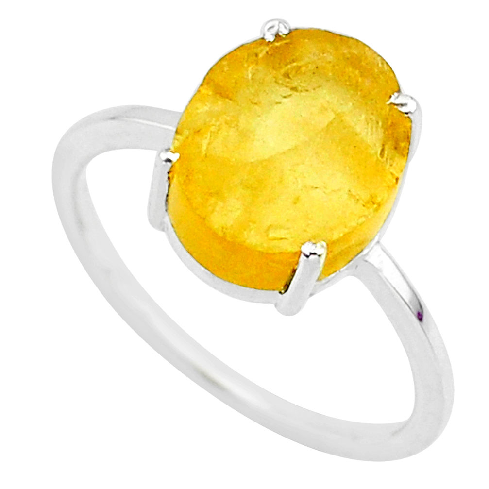 4.83cts yellow raw citrine rough 925 sterling silver ring jewelry size 9 r88882
