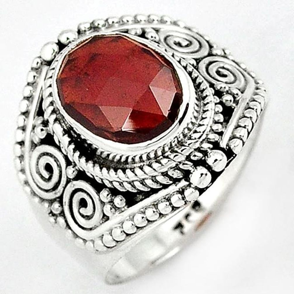 MAGICAL NATURAL RED RHODOLITE 925 STERLING SILVER RING JEWELRY SIZE 6.5 H43566