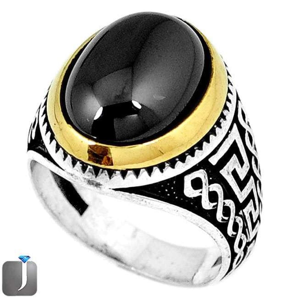 34.65cts METALIC GUN METAL 925 STERLING SILVER TWO TONE RING SIZE 11 G70379