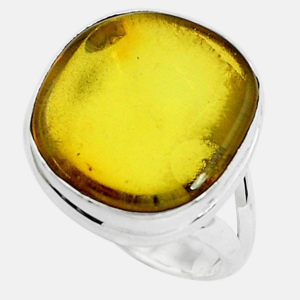 12.60cts natural amber from colombia 925 silver solitaire ring size 8 p46967