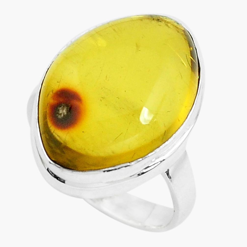 13.55cts natural amber from colombia 925 silver solitaire ring size 9 p46975