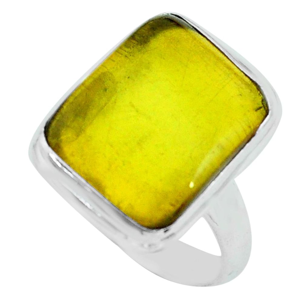 11.66cts natural amber from colombia 925 silver solitaire ring size 8 p68396