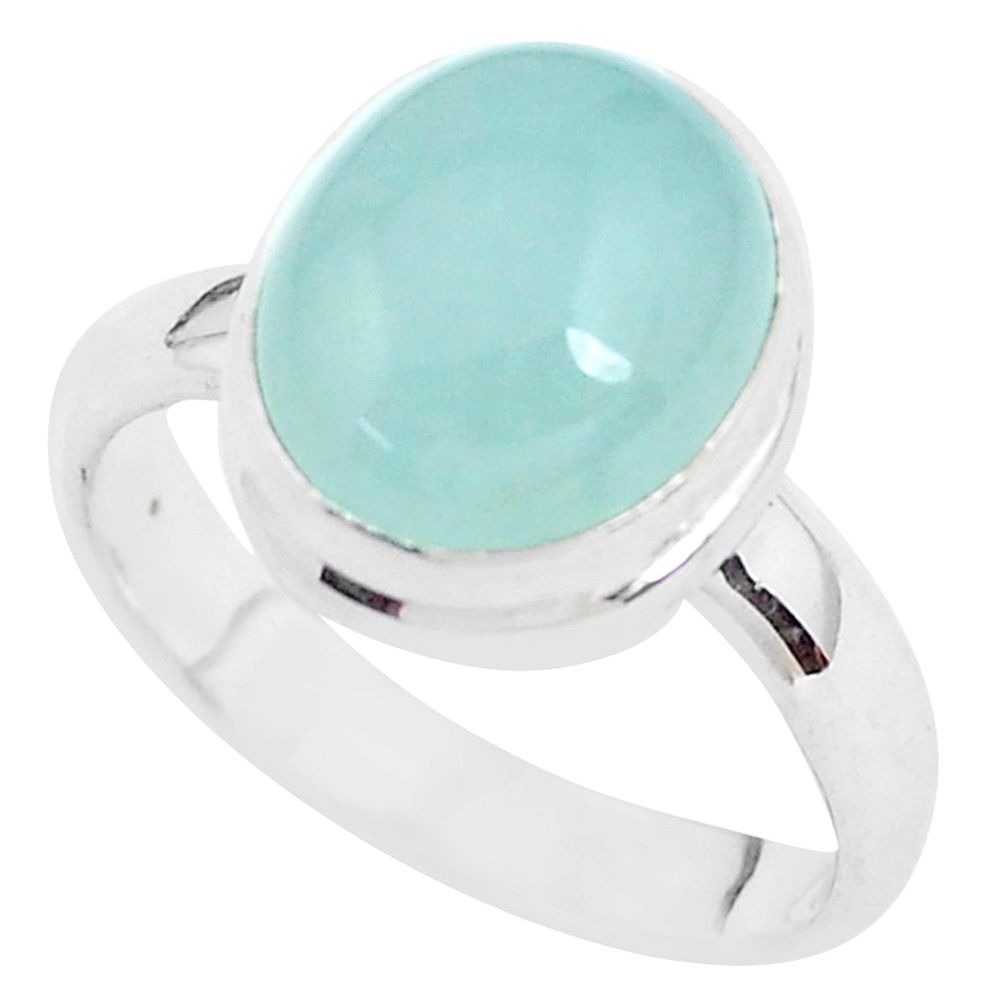 5.38cts natural aquamarine 925 silver solitaire ring jewelry size 8 p40142