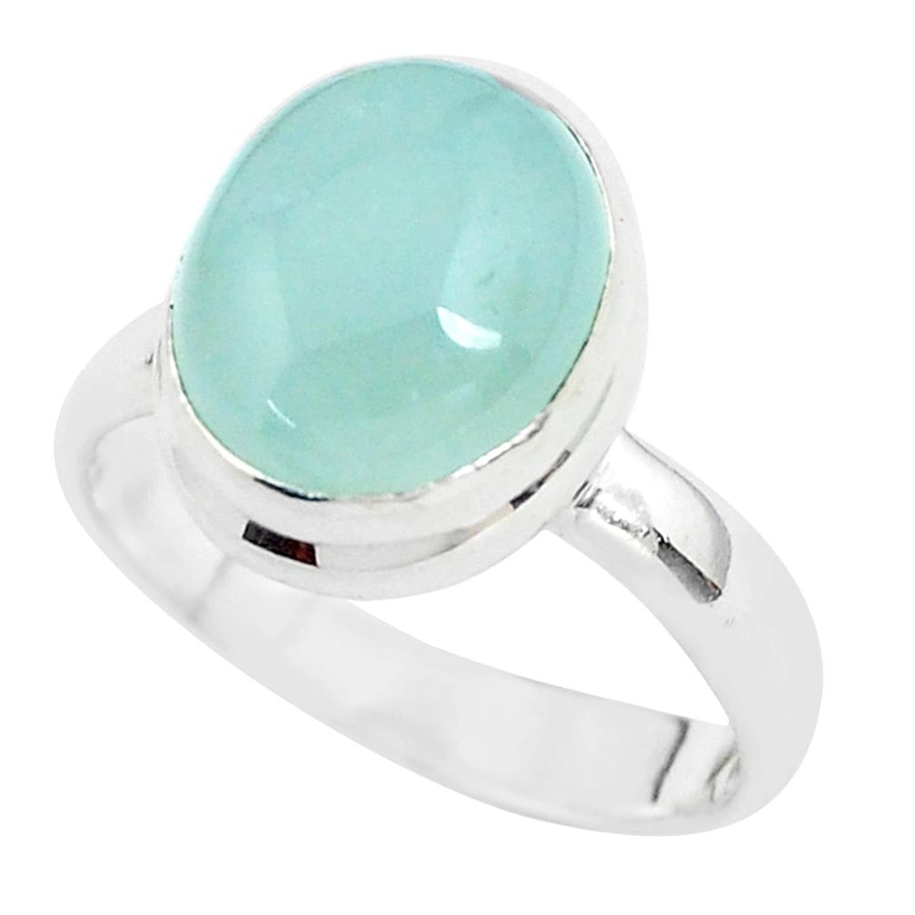 5.87cts natural aquamarine 925 silver solitaire ring jewelry size 8 p40145