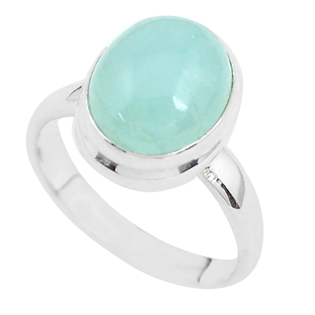 5.11cts natural aquamarine 925 silver solitaire ring jewelry size 8 p40150