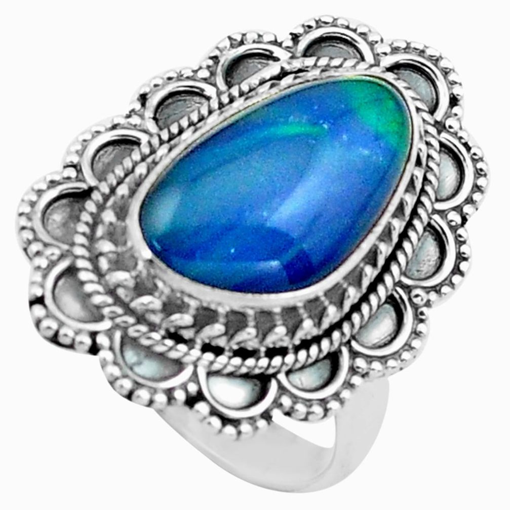 6.20cts natural australian opal triplet 925 silver solitaire ring size 8 p74814