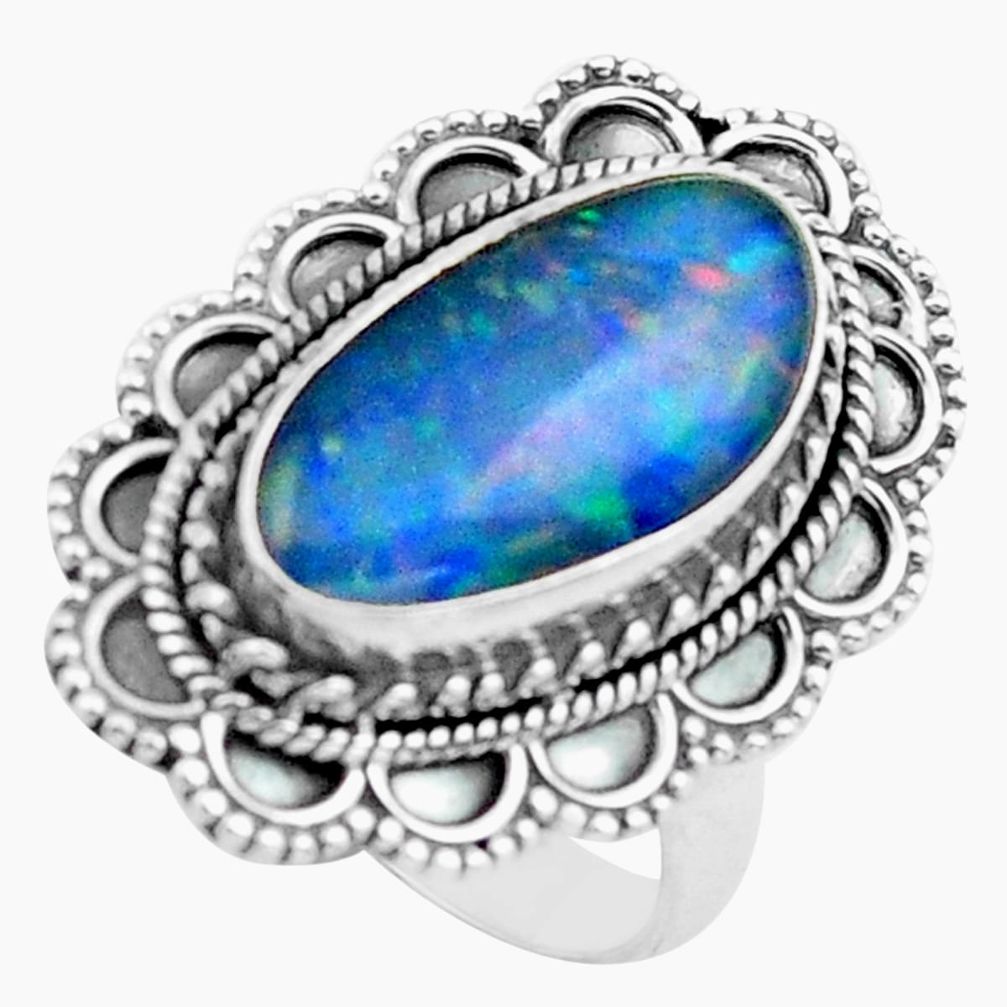 7.23cts natural australian opal triplet 925 silver solitaire ring size 8 p74817