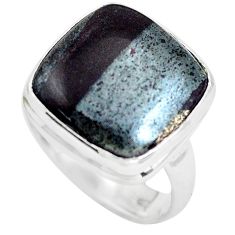9.10cts natural black ancestralite 925 silver solitaire ring size 6.5 p61489