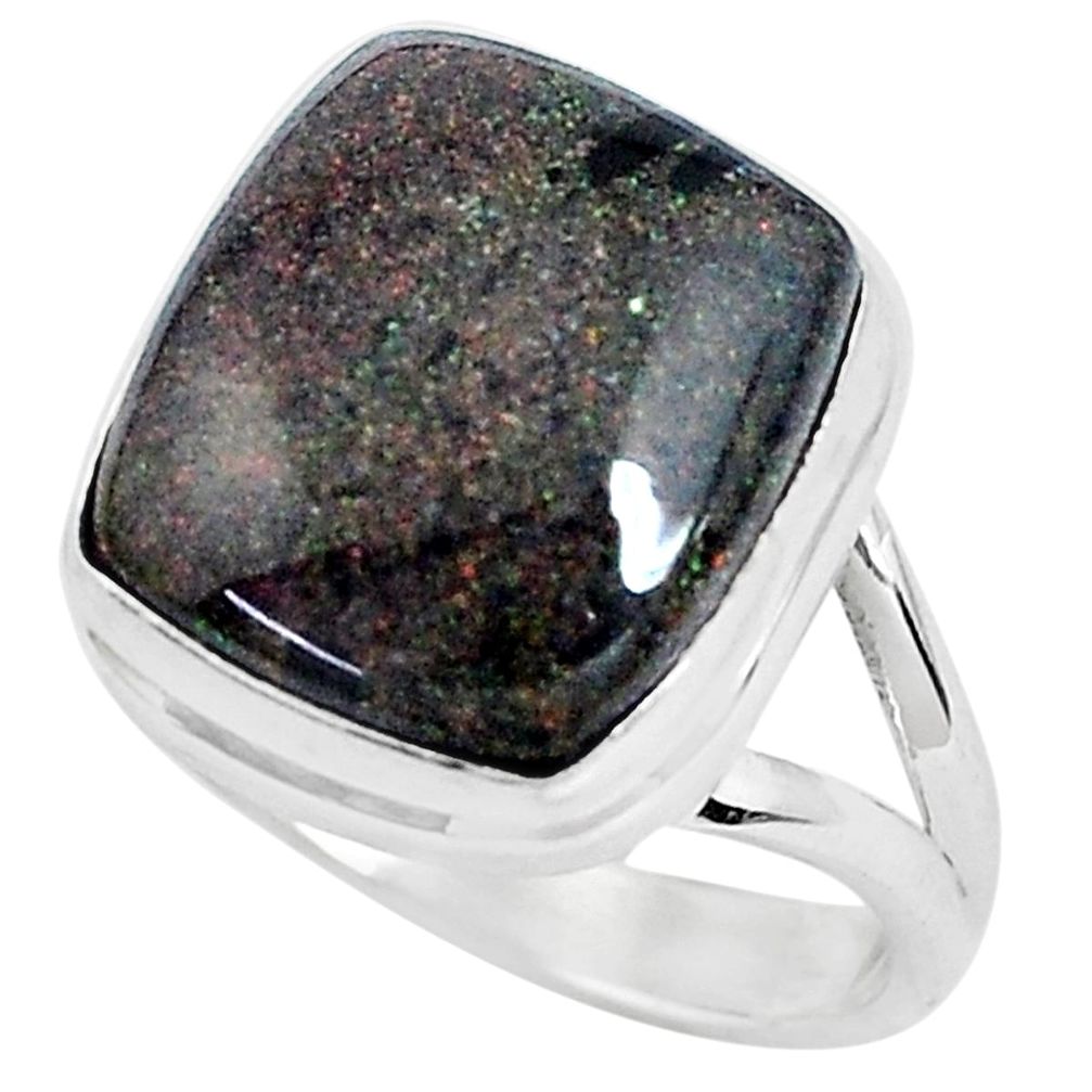 10.78cts natural black honduran matrix opal 925 silver ring size 8 p46662