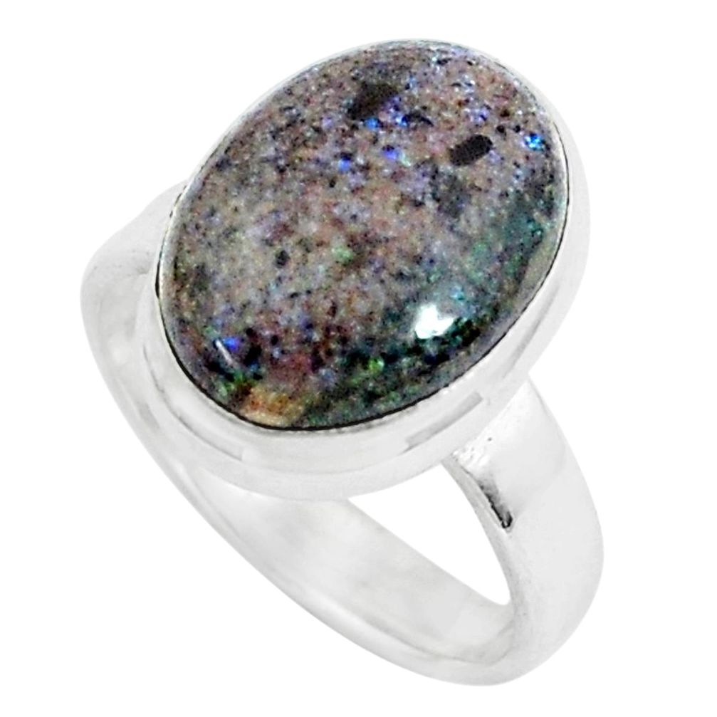 6.26cts natural black honduran matrix opal 925 silver ring size 6 p46672