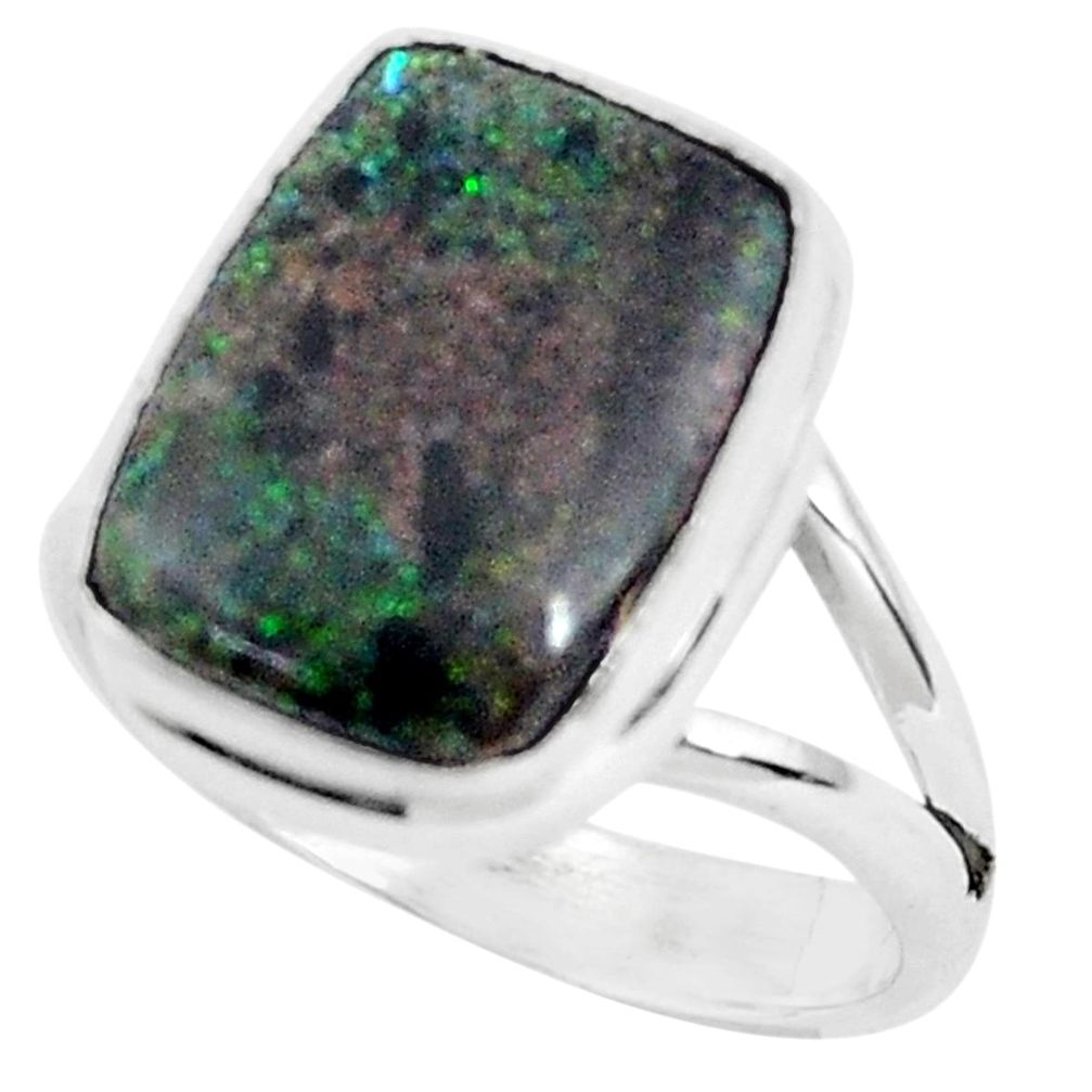 6.83cts natural black honduran matrix opal 925 silver ring size 8 p46686