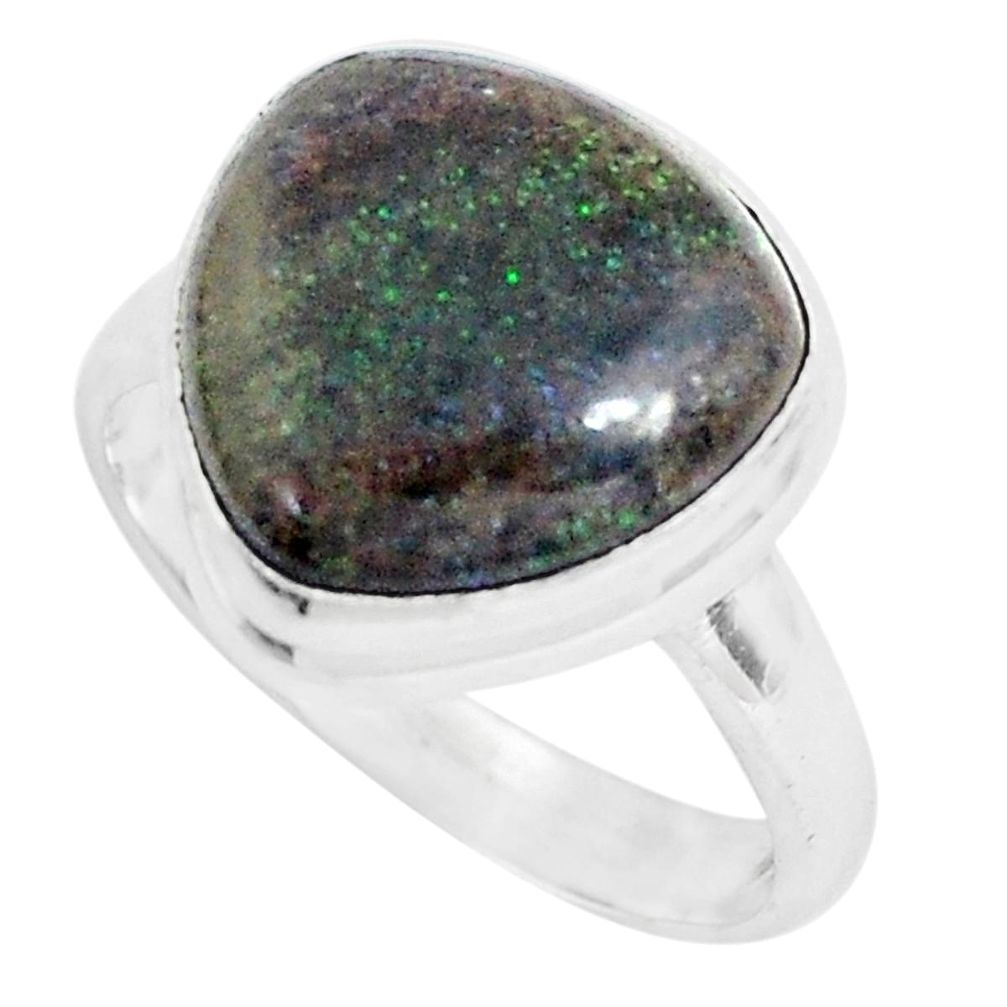 6.84cts natural black honduran matrix opal 925 silver ring size 9 p46693