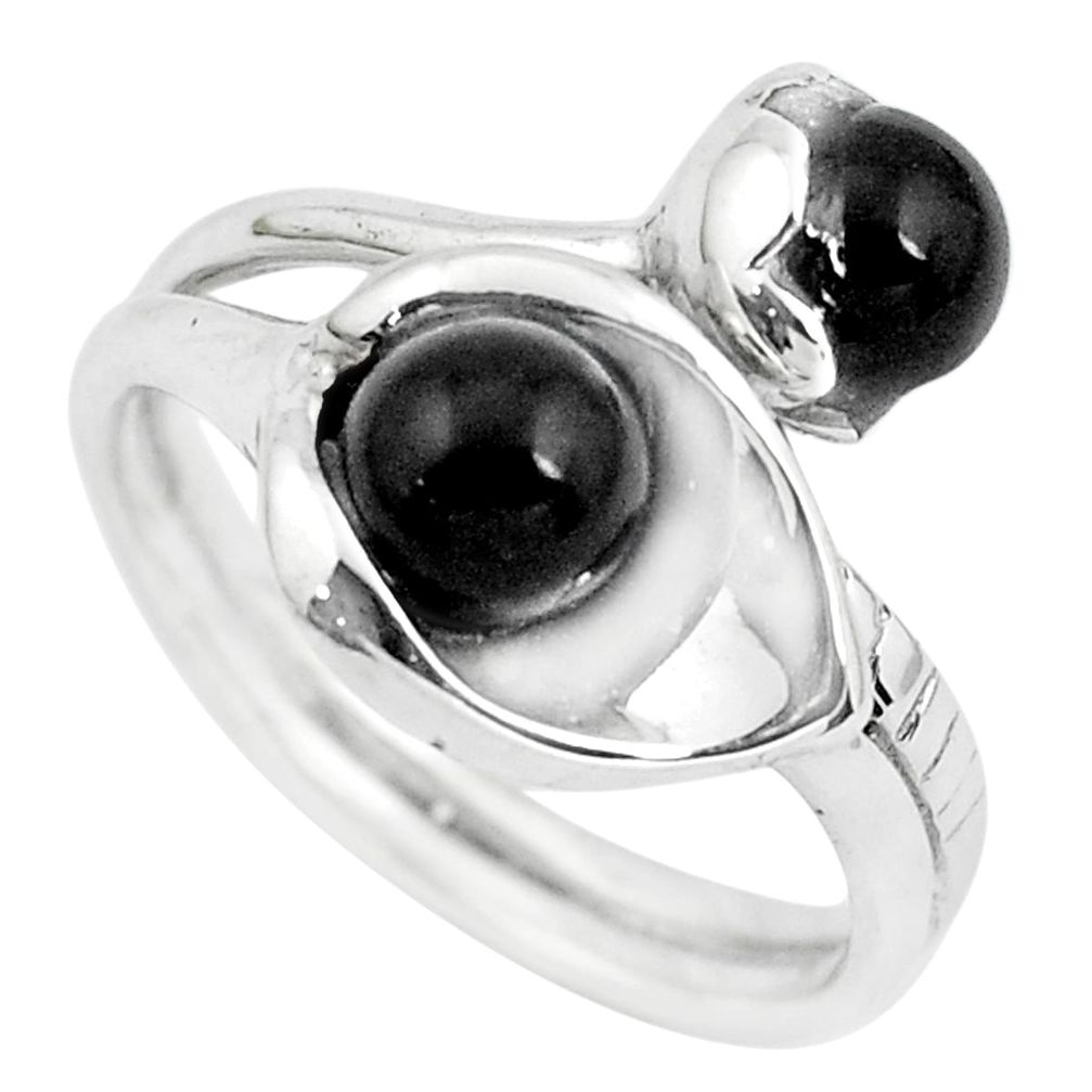 2.94cts natural black onyx 925 sterling silver adjustable ring size 7 p53022