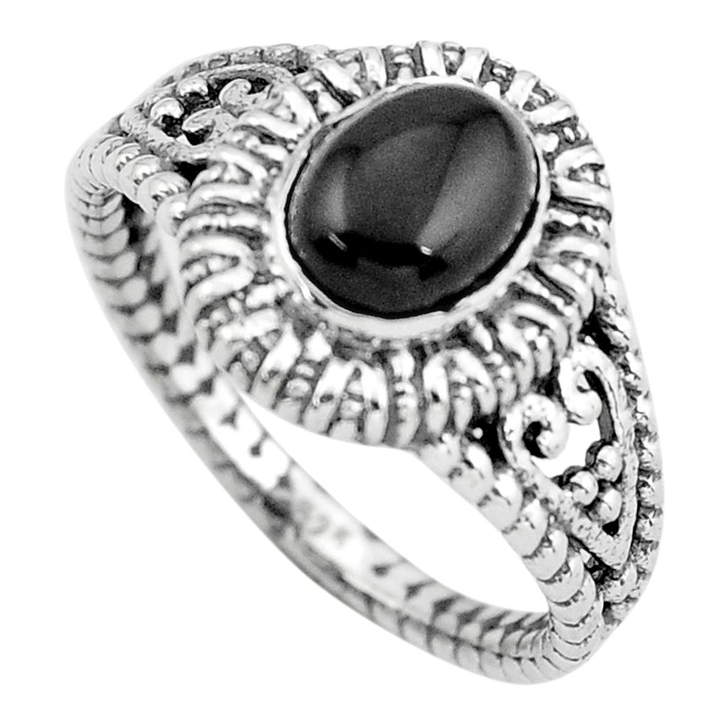 2.10cts natural black onyx 925 sterling silver solitaire ring size 8 p55779