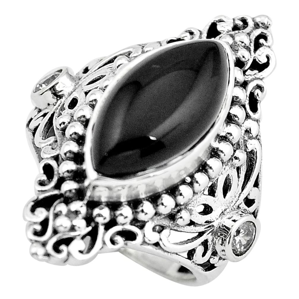 9.47cts natural black onyx 925 sterling silver solitaire ring size 7 p55866