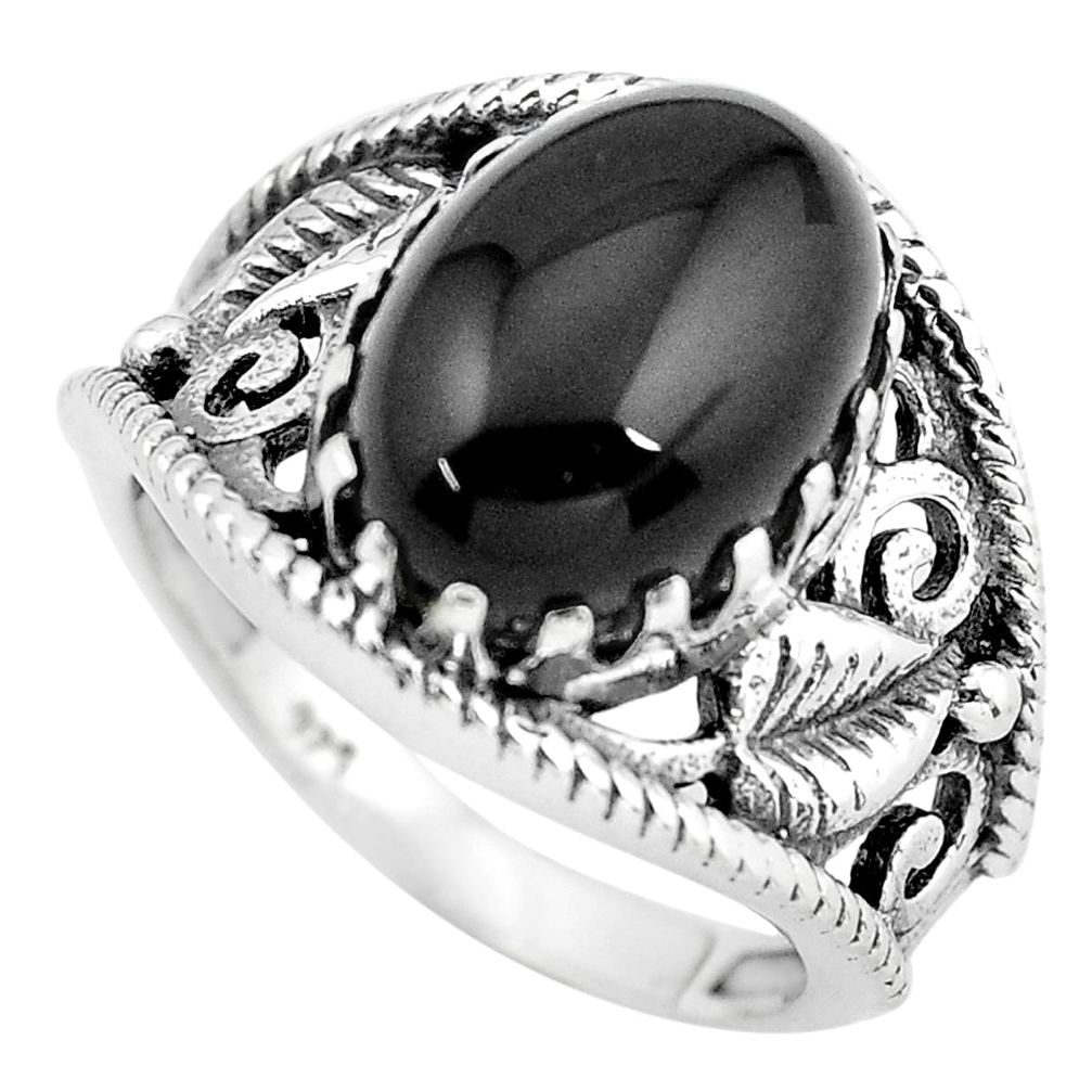6.20cts natural black onyx 925 sterling silver solitaire ring size 7 p55965