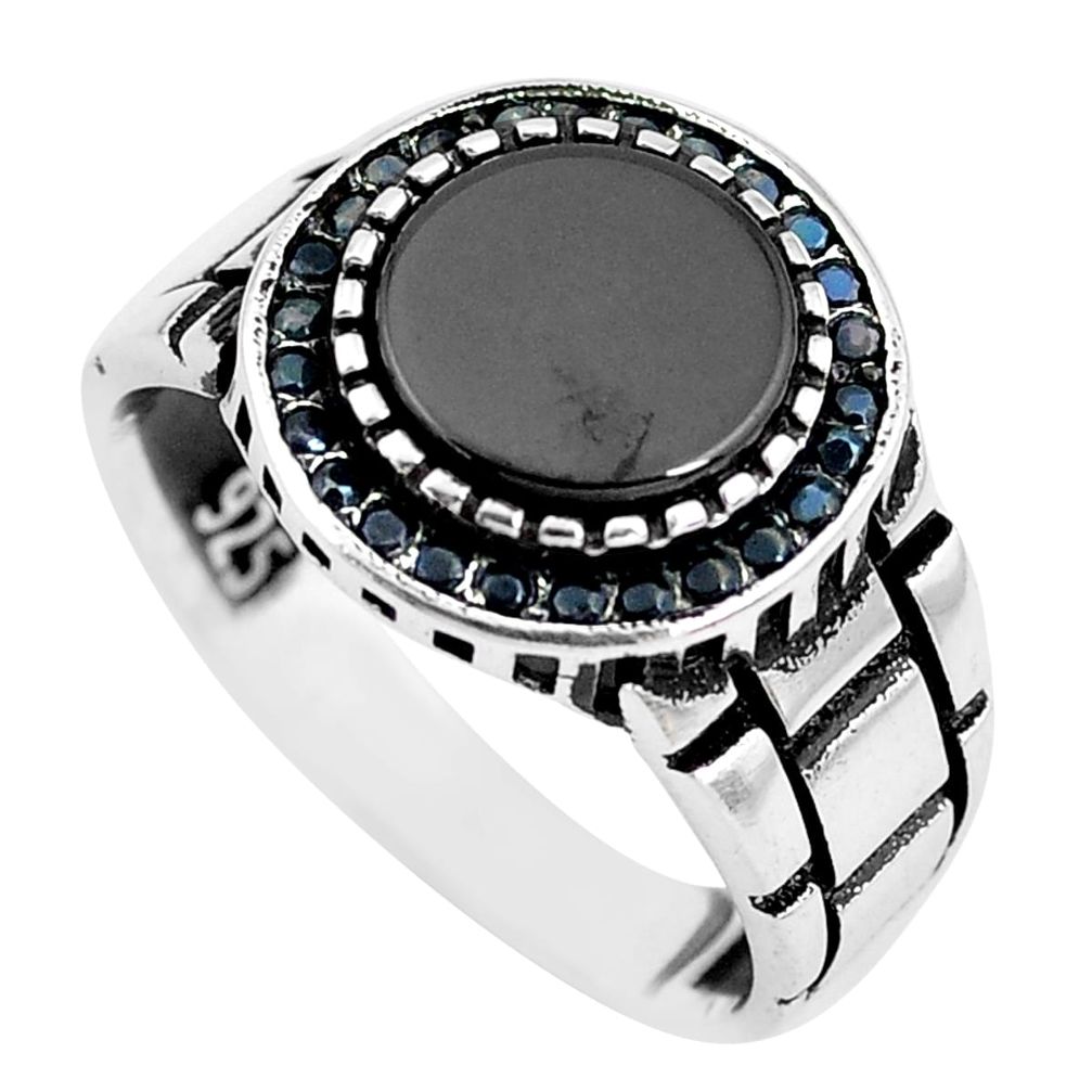 5.98cts natural black onyx topaz 925 sterling silver mens ring size 11.5 c1046