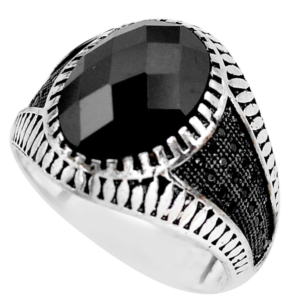 6.63cts natural black onyx topaz 925 sterling silver mens ring size 10 c1085