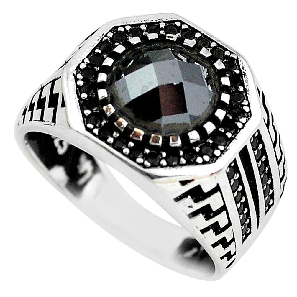 3.31cts natural black onyx topaz 925 sterling silver mens ring size 9 c1090