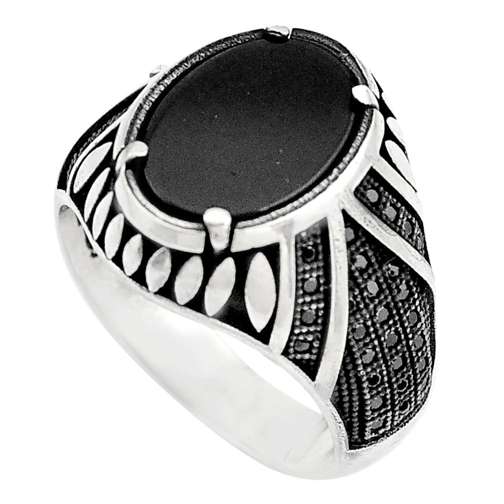 6.42cts natural black onyx topaz 925 sterling silver mens ring size 7.5 c4001